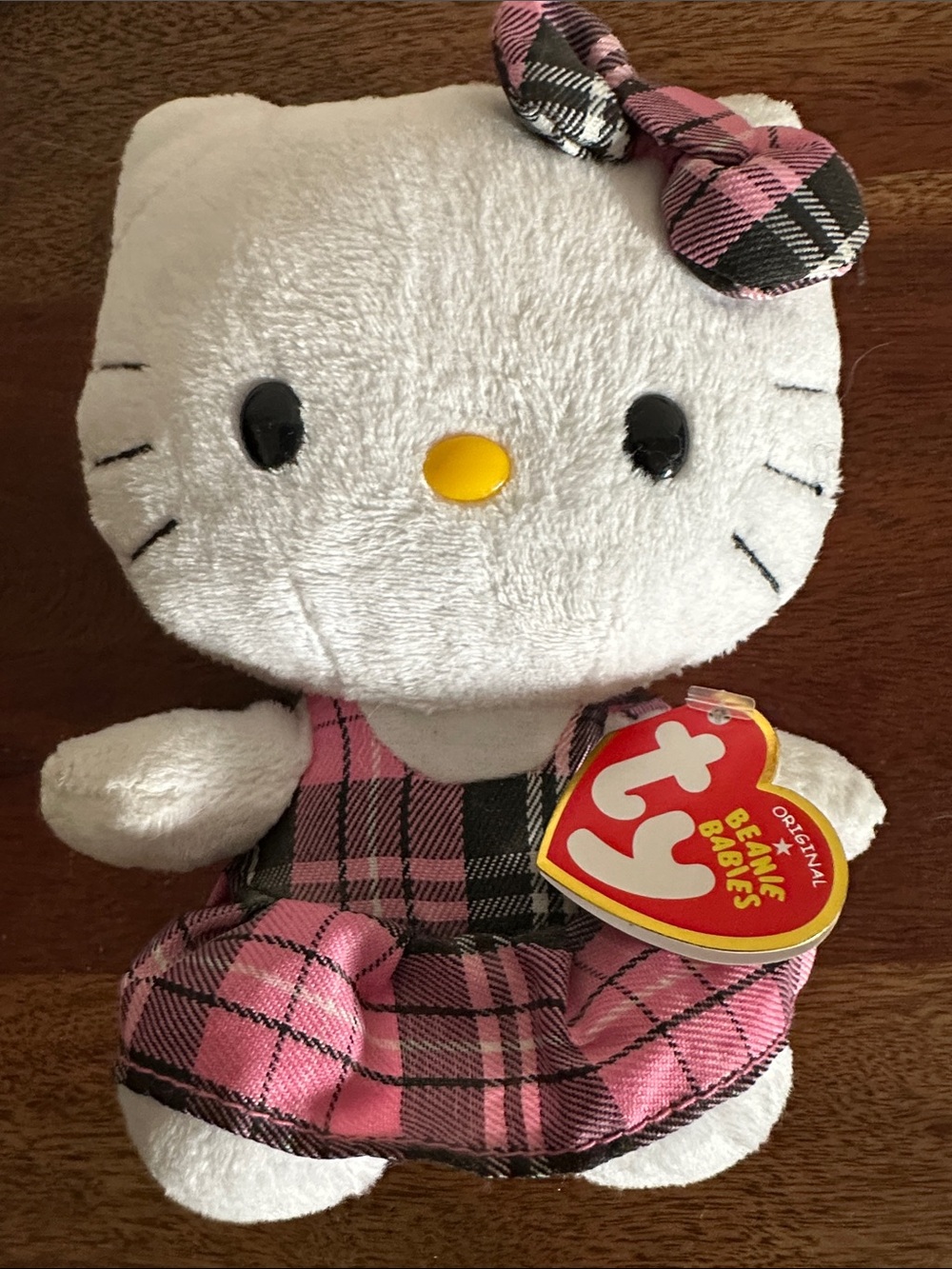 Ty x Sanrio *NWT* 6" Hello Kitty Pink Plaid Beanie Baby Plush Toy